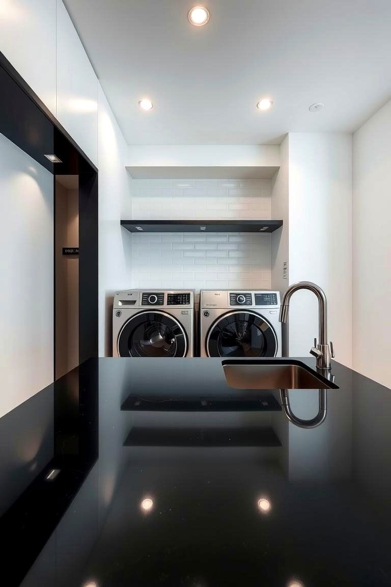 Sleek Black Countertops - 24 black laundry room ideas