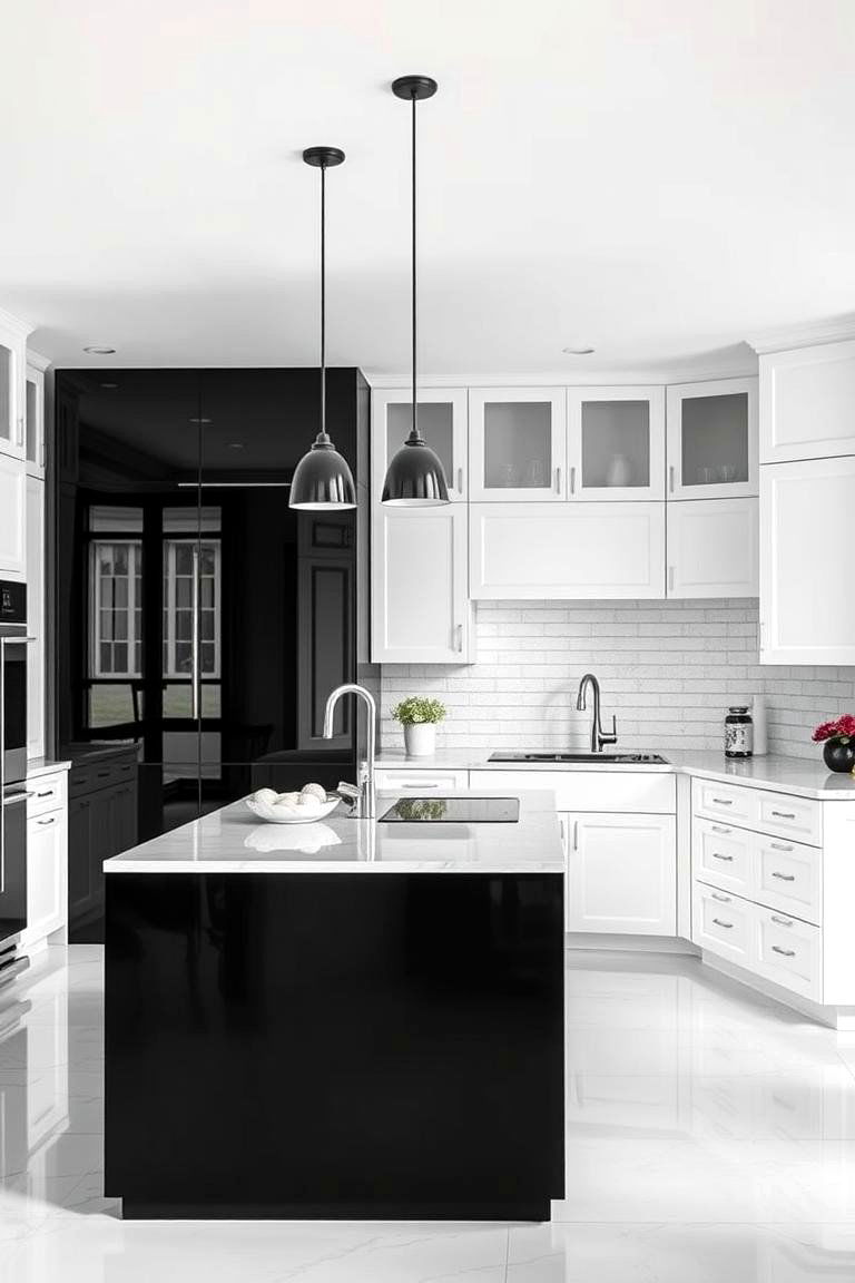 Sleek Black Kitchen Peninsula - 24 Kitchen Peninsula Ideas