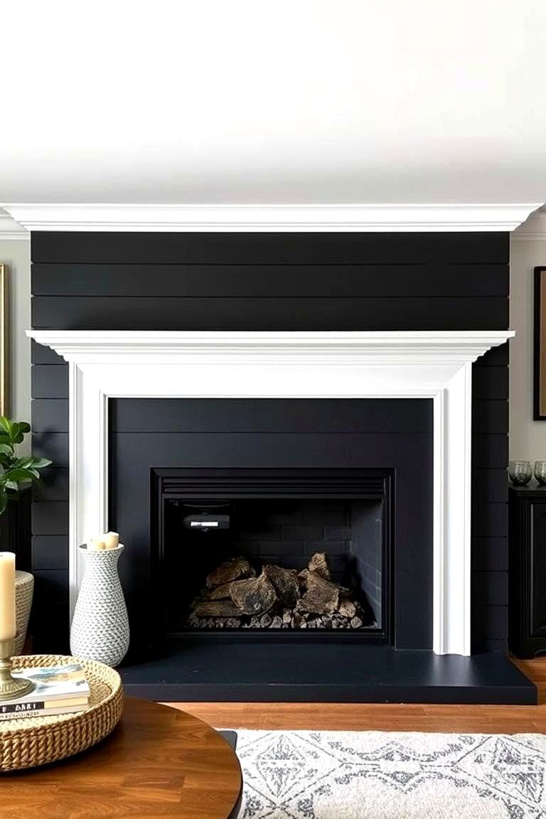 Sleek Black Shiplap - 24 Shiplap Fireplace Ideas