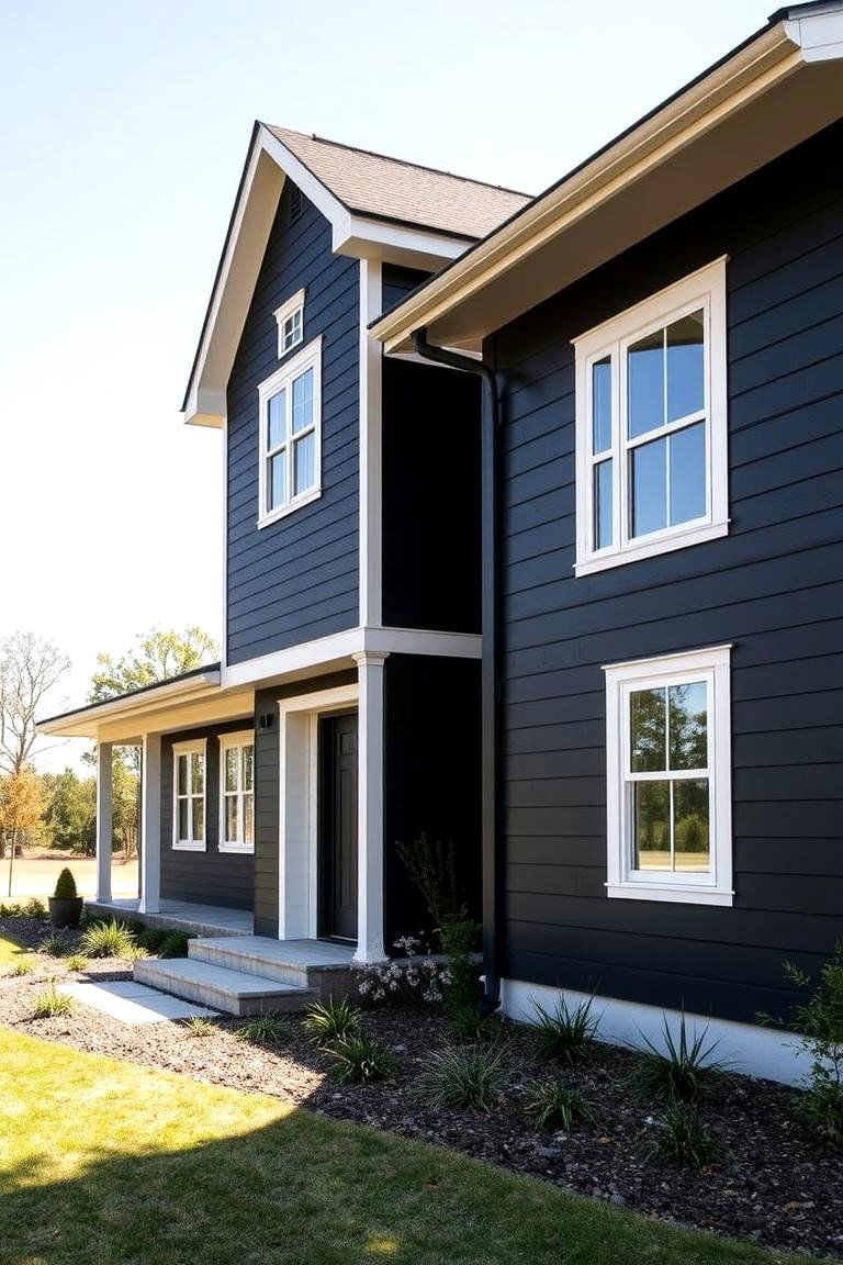 Sleek Black Siding - 24 Black Modern Farmhouse Exterior Design Ideas