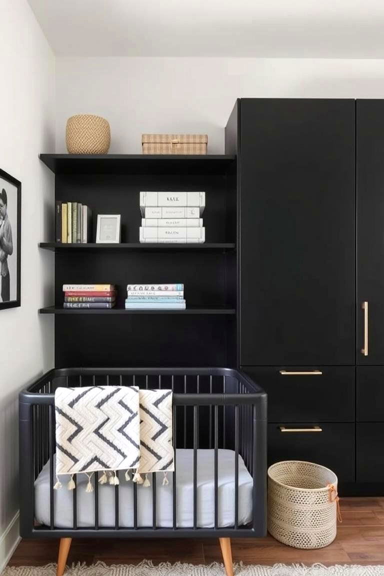Sleek Black Storage Solutions - 24 Black Nursery Ideas
