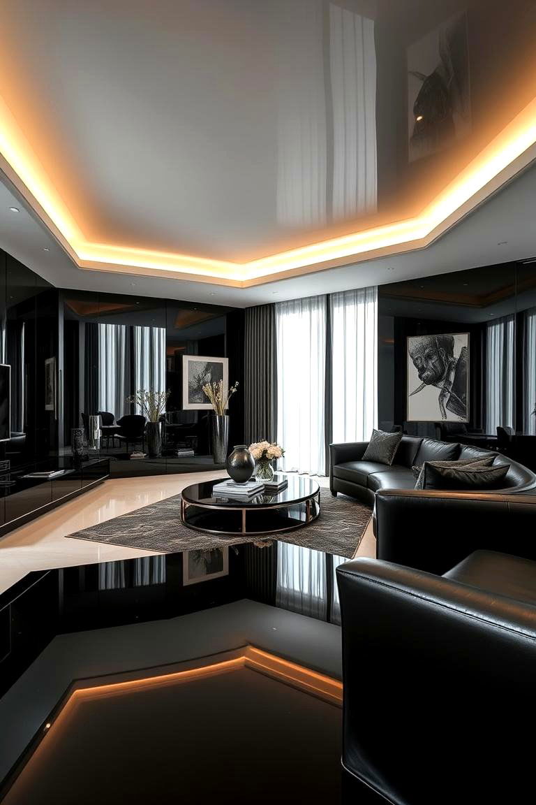 Sleek Black Surfaces - 24 Black Living Room Ideas