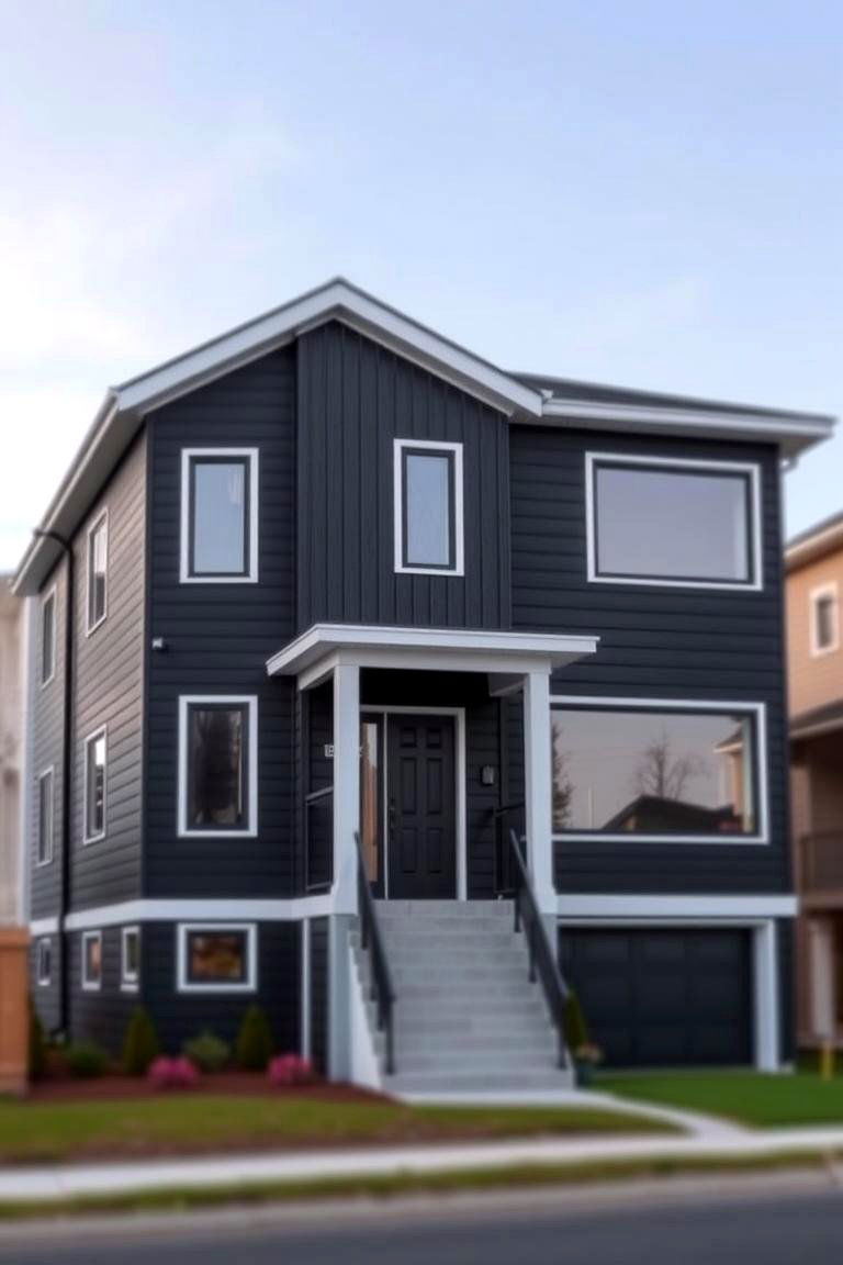 Sleek Black and White Contrast - 24 Exterior Home with a Black Roof Ideas