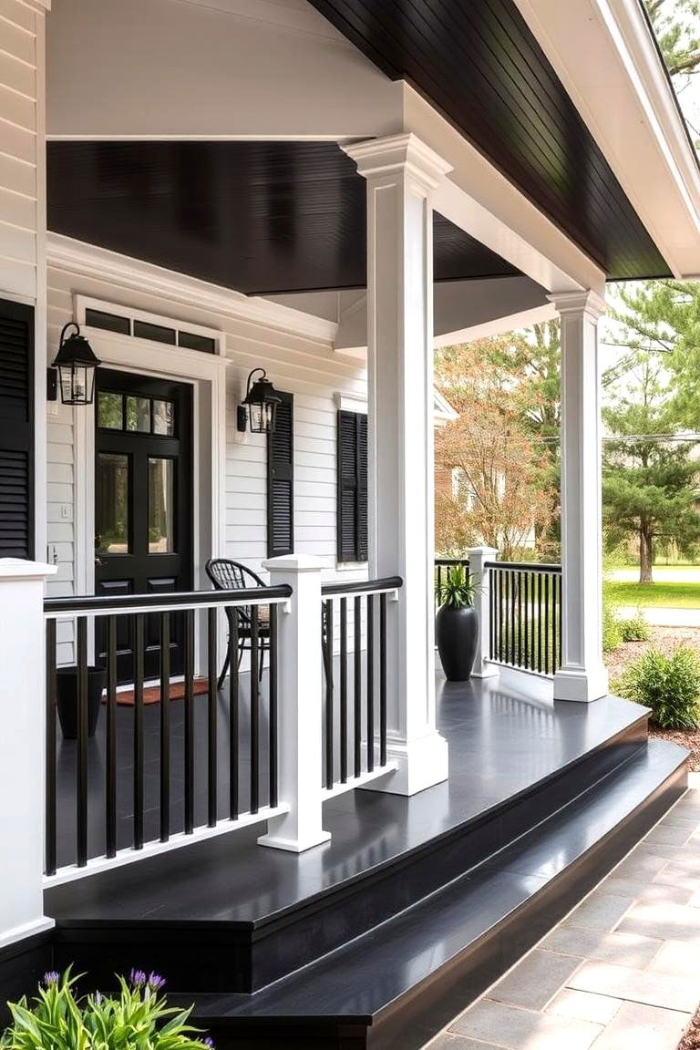 Sleek Black and White Porches - 24 Black and White House Exterior Ideas