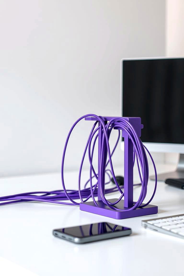 Sleek Cable Management in Purple - 24 Purple Gaming Setup Ideas