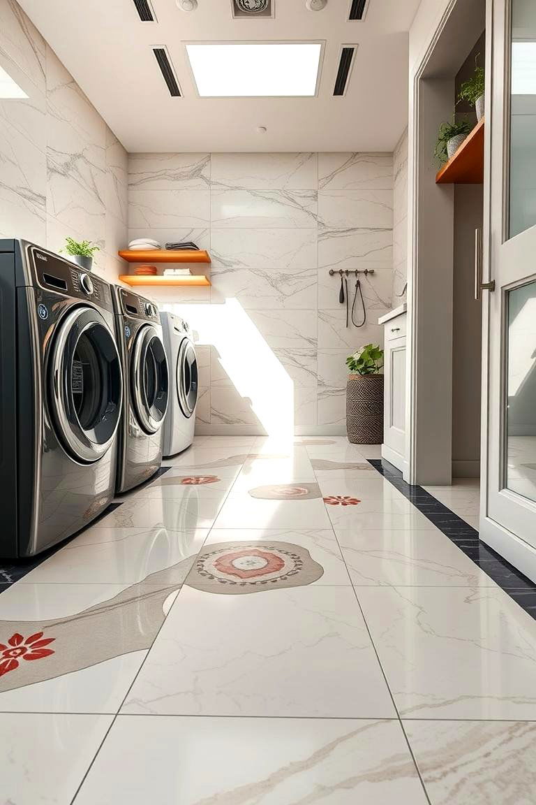 Sleek Ceramic Sophistication - 24 Laundry Room Floor Ideas