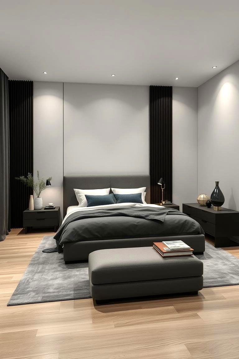 Sleek Charcoal Balance - 24 Charcoal Bedroom Ideas
