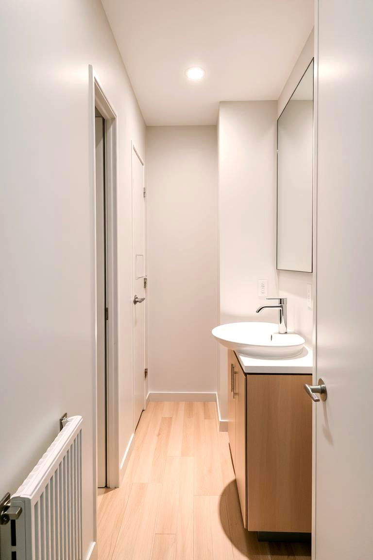 Sleek Compact Design for Tight Hallways - 24 Hallway Bathroom Ideas