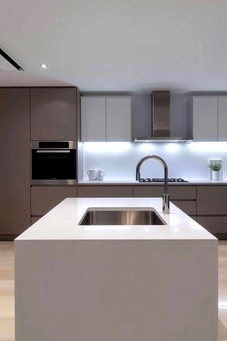Sleek Concrete Flow - 24 Waterfall Kitchen Island Ideas