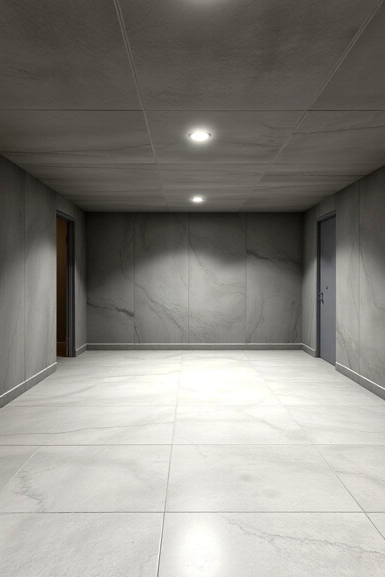 Sleek Concrete Overlay Walls - 24 Basement Wall Ideas