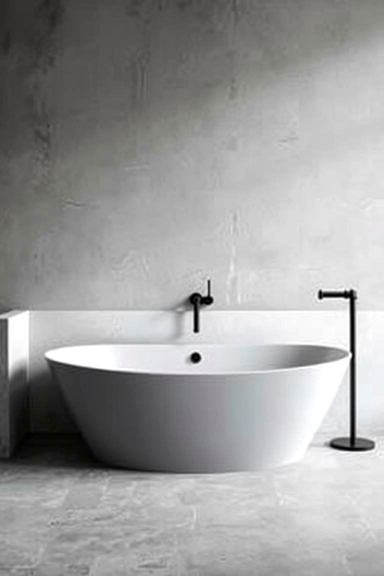 Sleek Concrete Surround - 24 Bathtub Surround Ideas