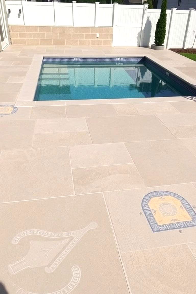 Sleek Contemporary Appeal - 24 Stamped Concrete Pool Deck Ideas
