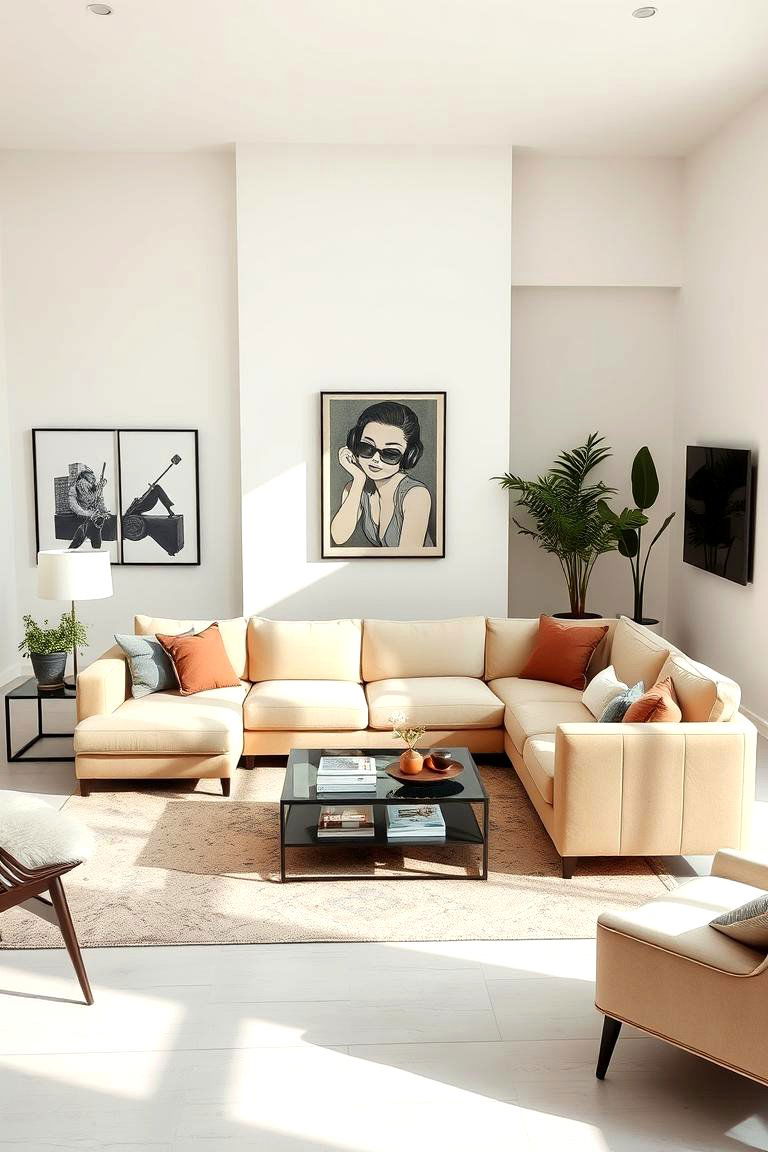 Sleek Contemporary Arrangements - 24 Beige Couch Living Room Ideas
