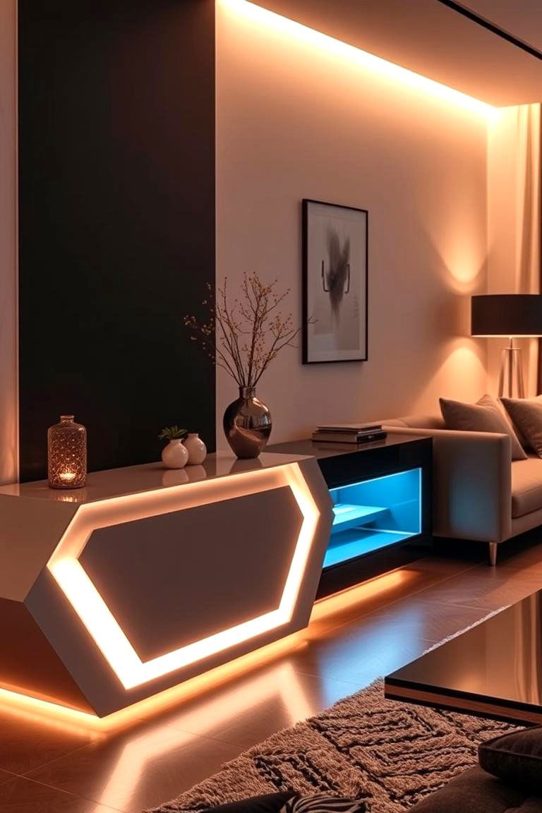 Sleek Contemporary Console with LED Lighting - 24 Tv Console Decor Ideas