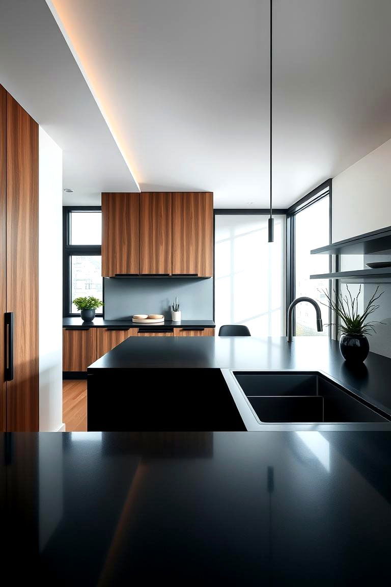Sleek Contemporary Lines - 24 Black House With Wood Accents