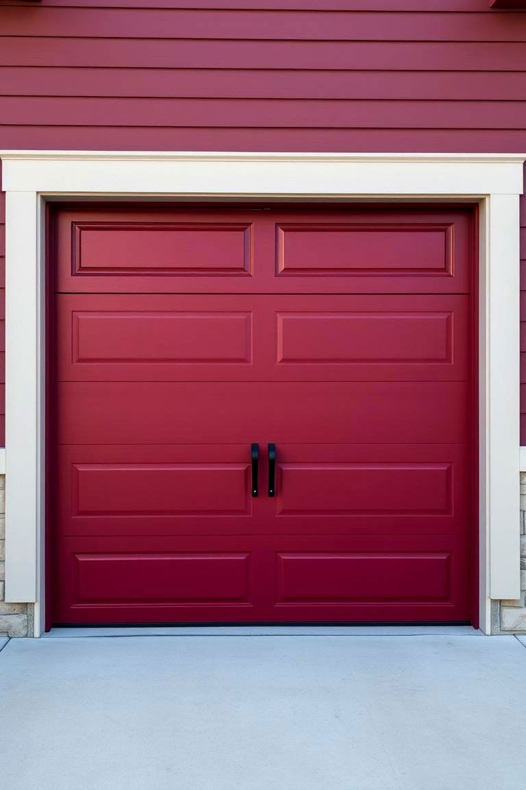 Sleek Dark Red Garage Door - 24 Dark Red House Exterior Ideas