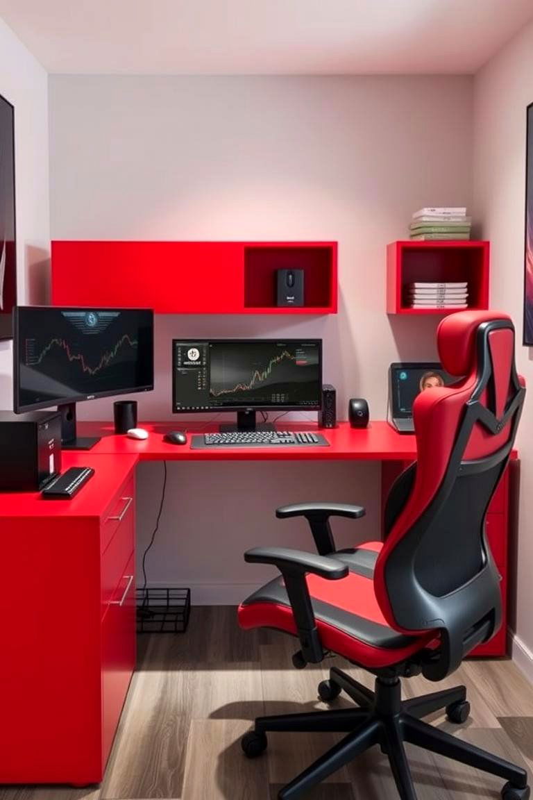 Sleek Ergonomic Command Center - 24 Red and Black Gaming Setup Ideas