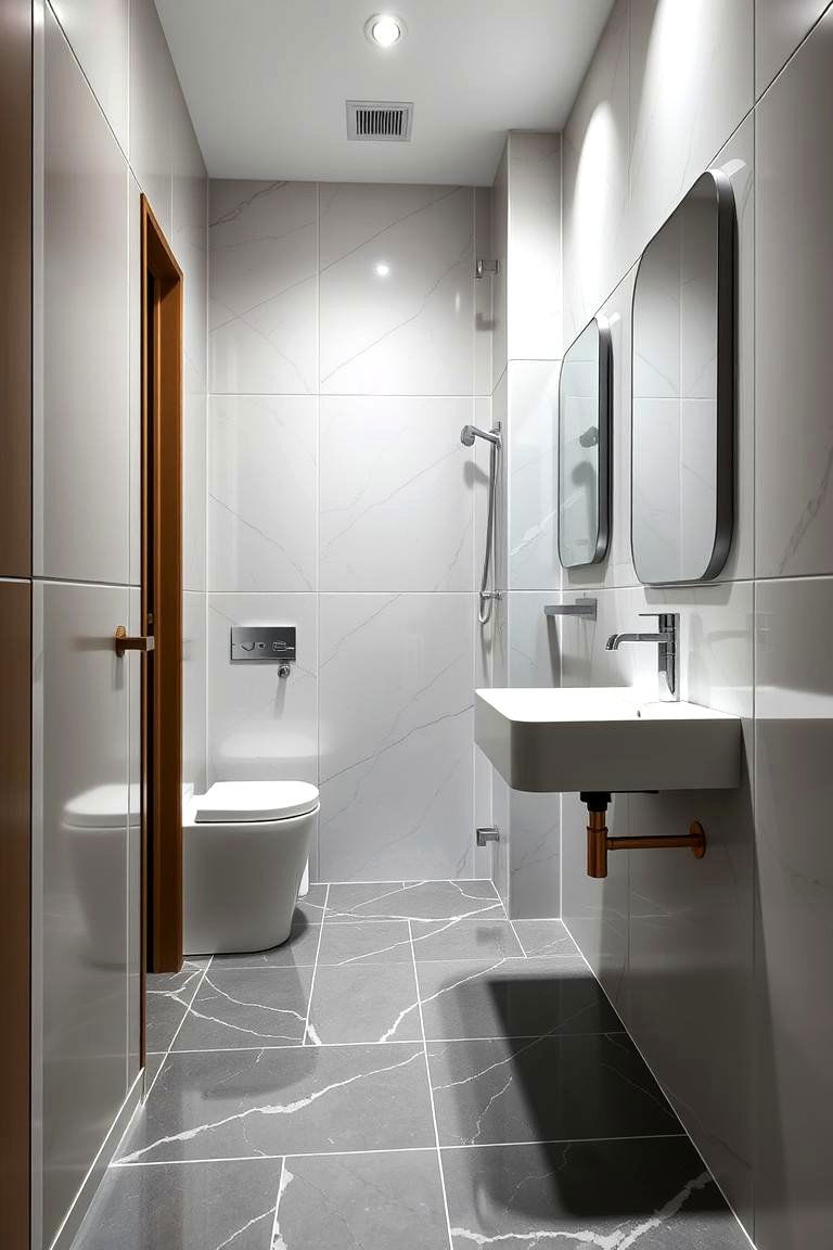 Sleek Finishes and Touches - 24 Hall Bathroom Ideas