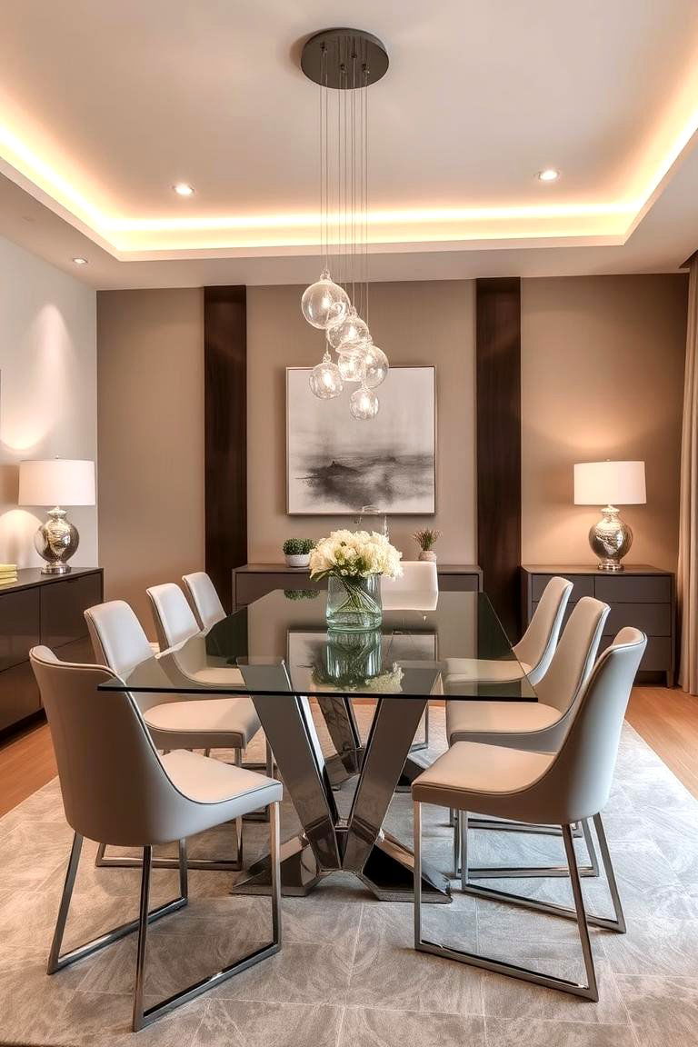 Sleek Glass Dining Table for a Contemporary Look - 24 Formal Dining Room Ideas