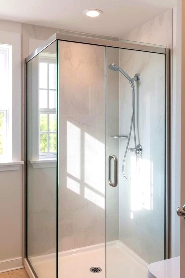 Sleek Glass Enclosure for an Open Feel - 24 Small Bathroom Walk-in Shower Ideas