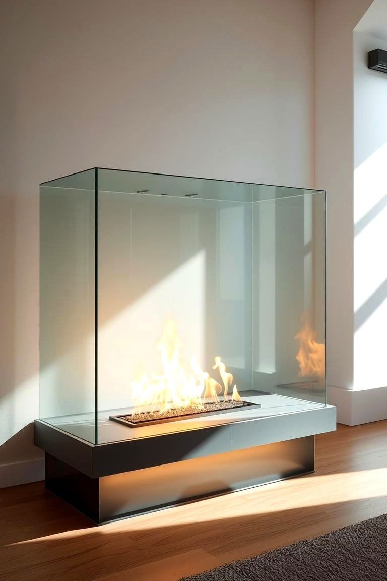 Sleek Glass Fireplace Designs - 24 Mid-century Modern Fireplace Ideas