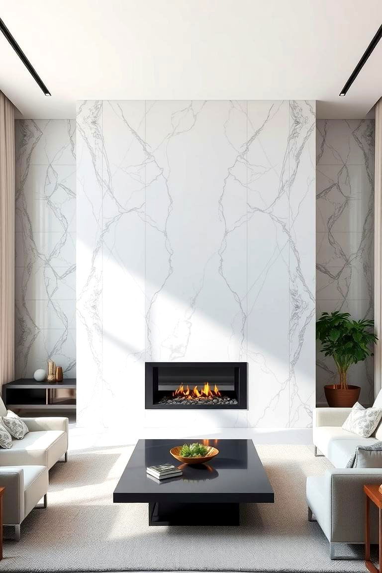 Sleek Glass Fireplace - 24 Fireplace Ideas