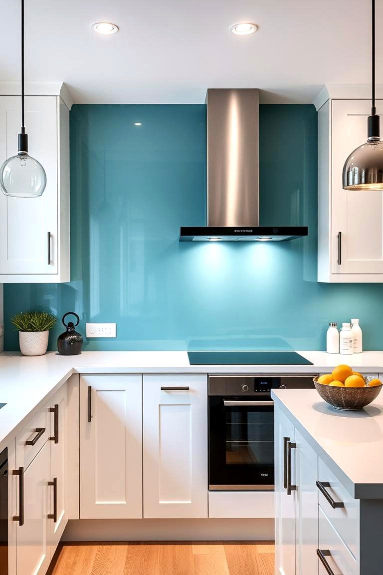Sleek Glass Splashback - 24 Kitchen Splashback Ideas
