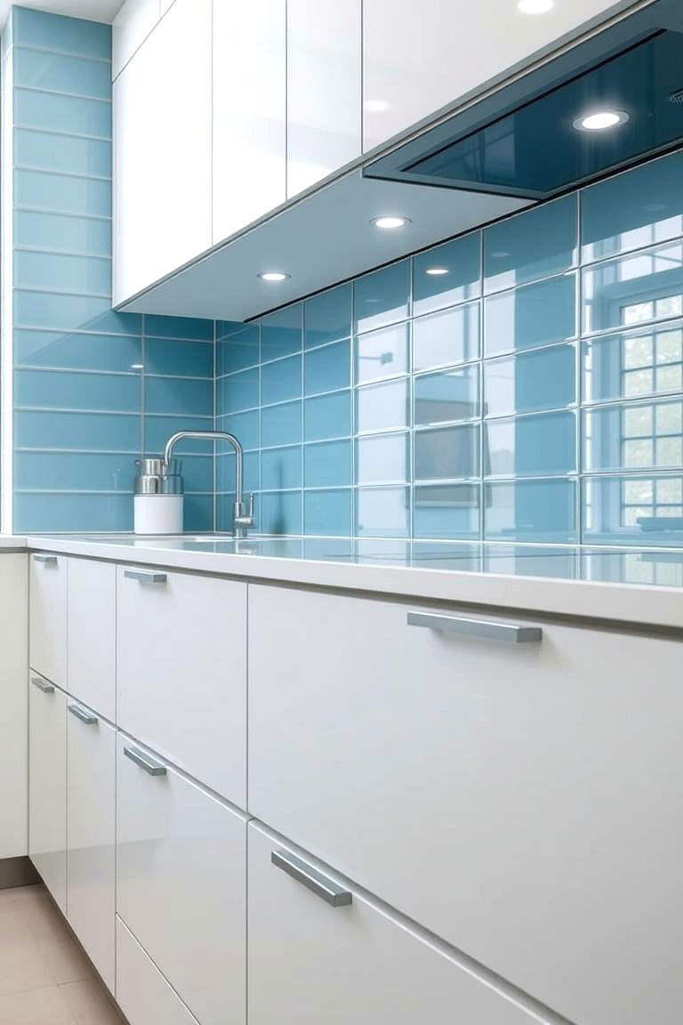 Sleek Glass Tiles - 24 Kitchen Floor Ideas