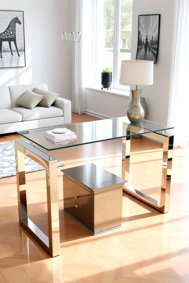 Sleek Glass Top Workspace - 24 Desk in Living Room Ideas