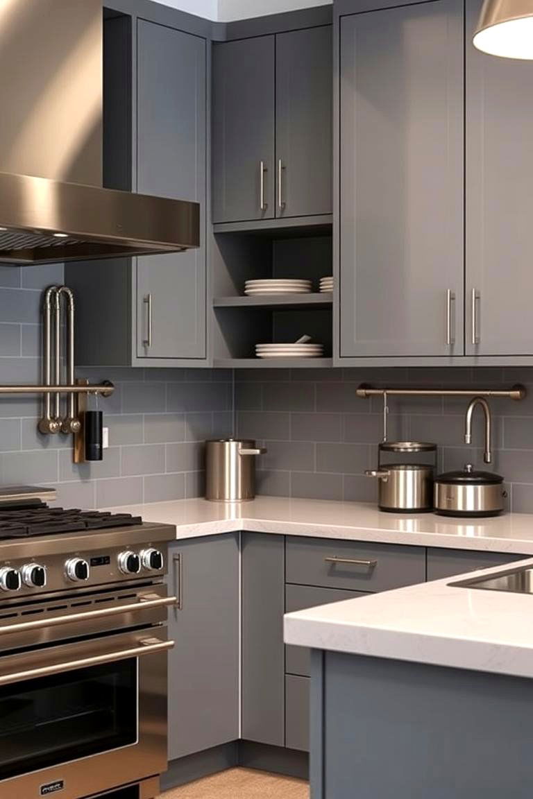 Sleek Gray and Stainless Steel for a Professional Look - 24 Gray Kitchens