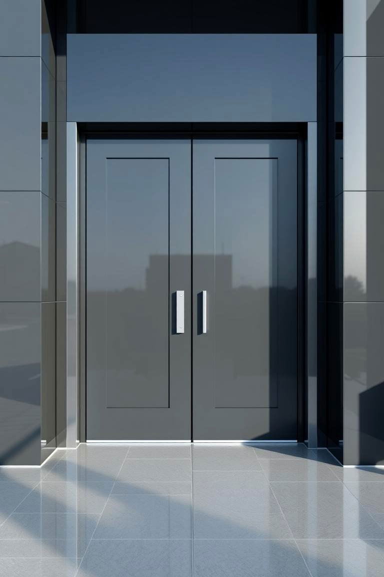 Sleek High Gloss Dark Gray Front Entry - 24 Dark Gray Front Door Ideas