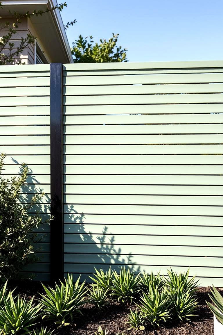 Sleek Horizontal Slats - 24 Sage Green Garden Fence Ideas