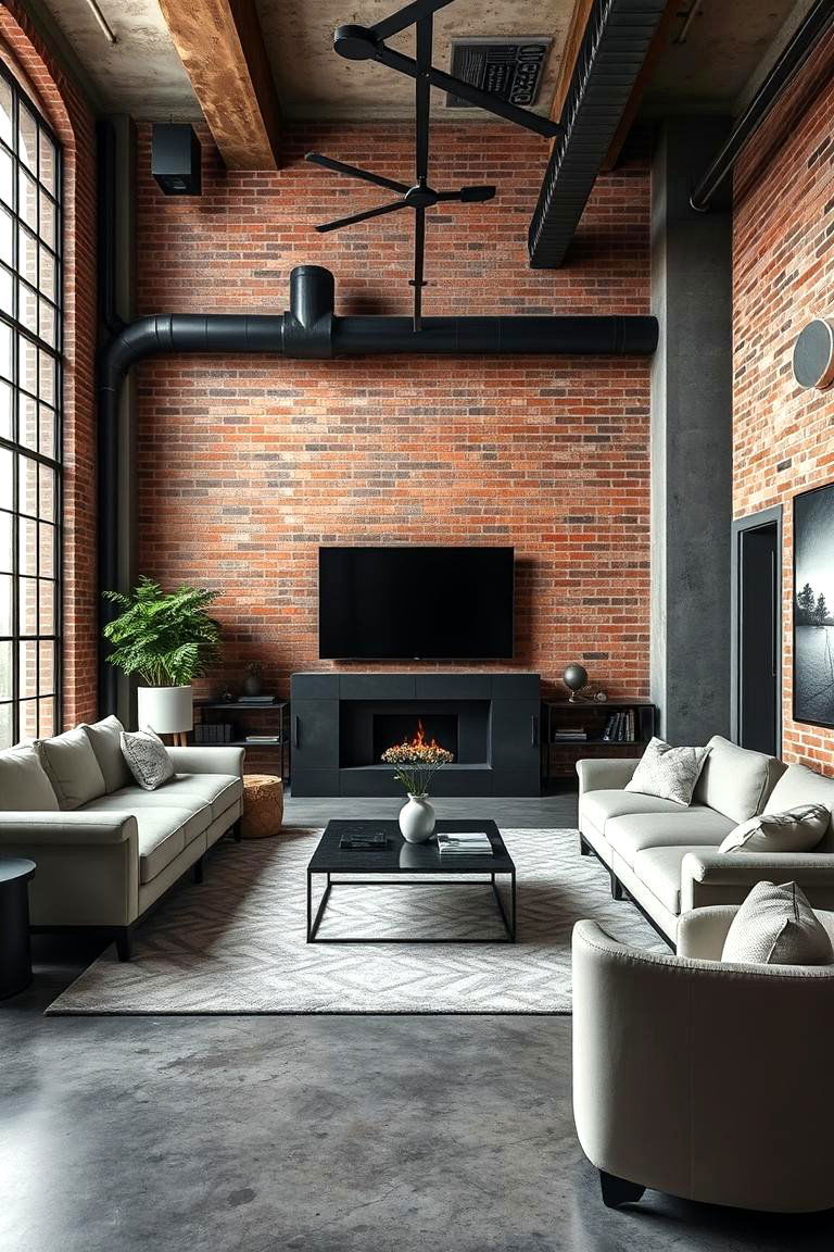 Sleek Industrial Sophistication - 24 Mansion Living Room Ideas