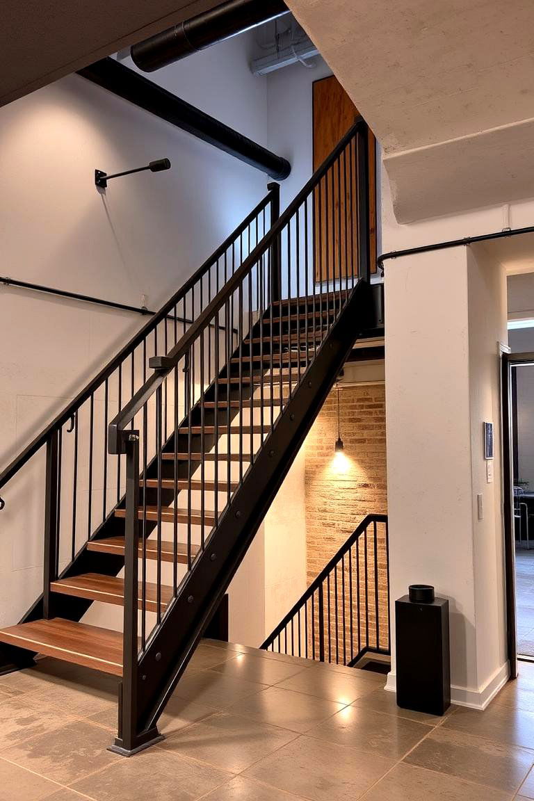 Sleek Industrial Steel Railings - 24 Stair Railing Ideas