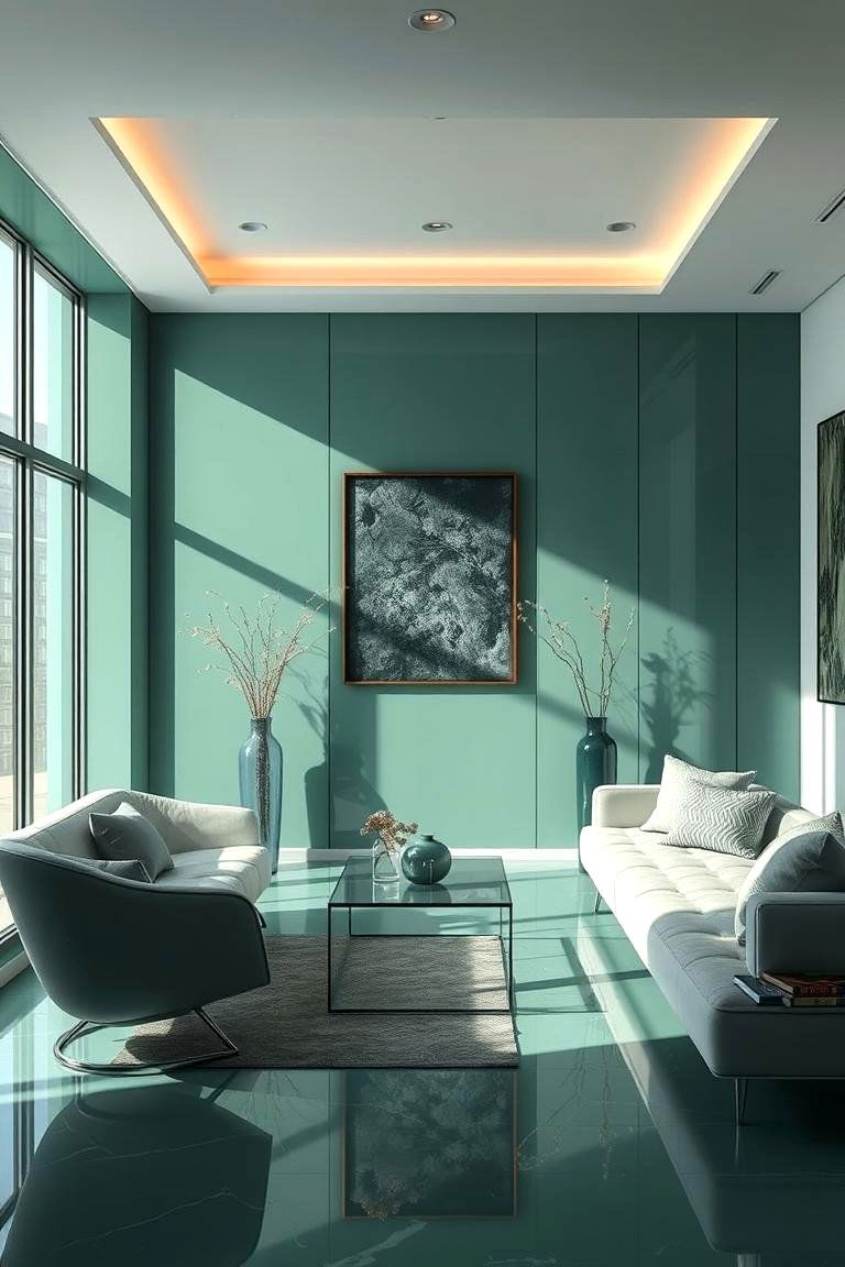 Sleek Jade and Glass Combo - 24 Jade Green Bedroom Ideas