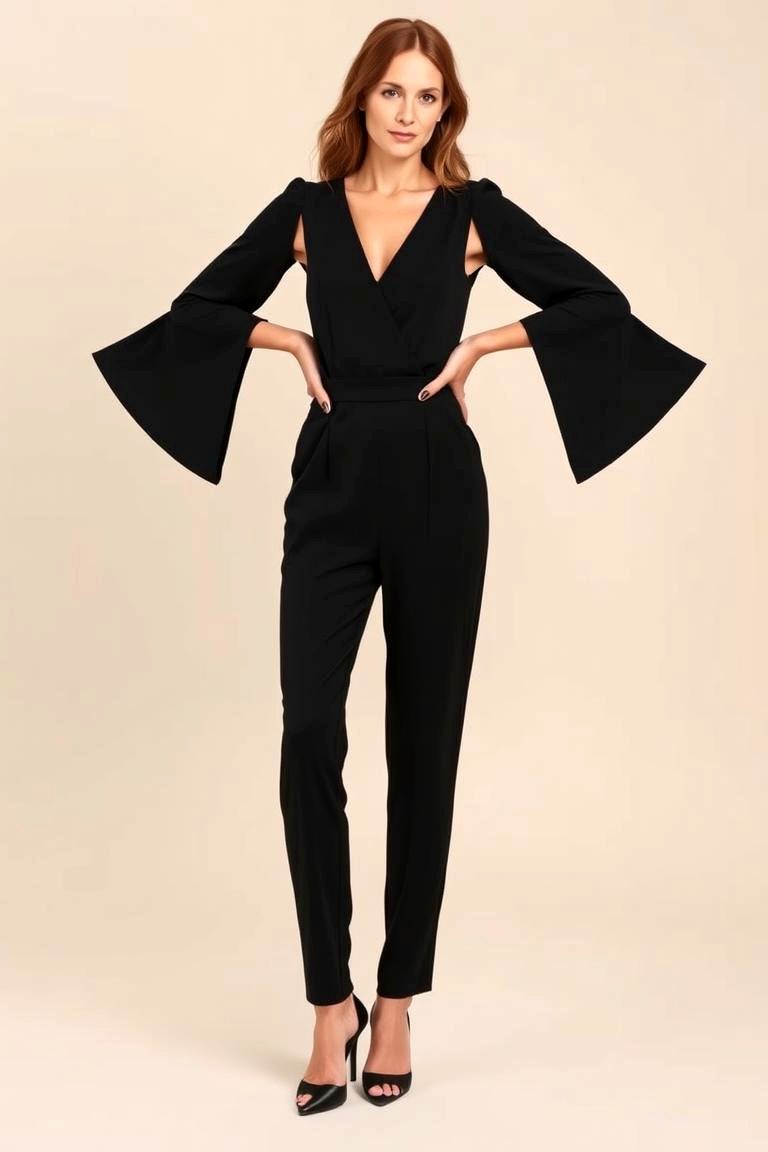 Sleek Jumpsuit with Statement Sleeves - 24 Guest Wedding Outfit Ideas