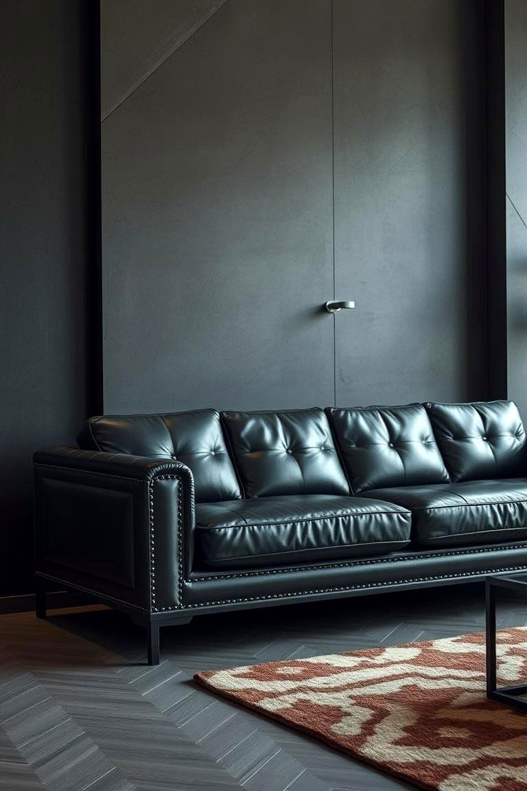 Sleek Leather and Metal Sofas - 24 Industrial Living Room Ideas