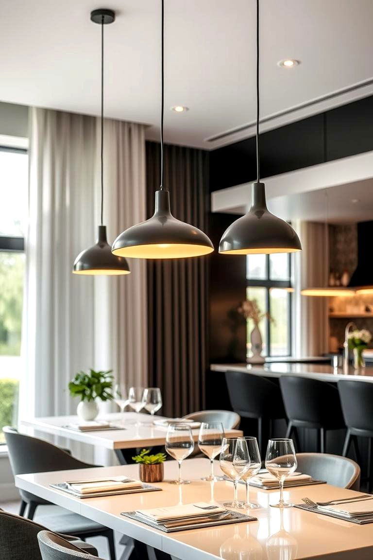 Sleek Lighting Focus - 24 masculine dining room ideas