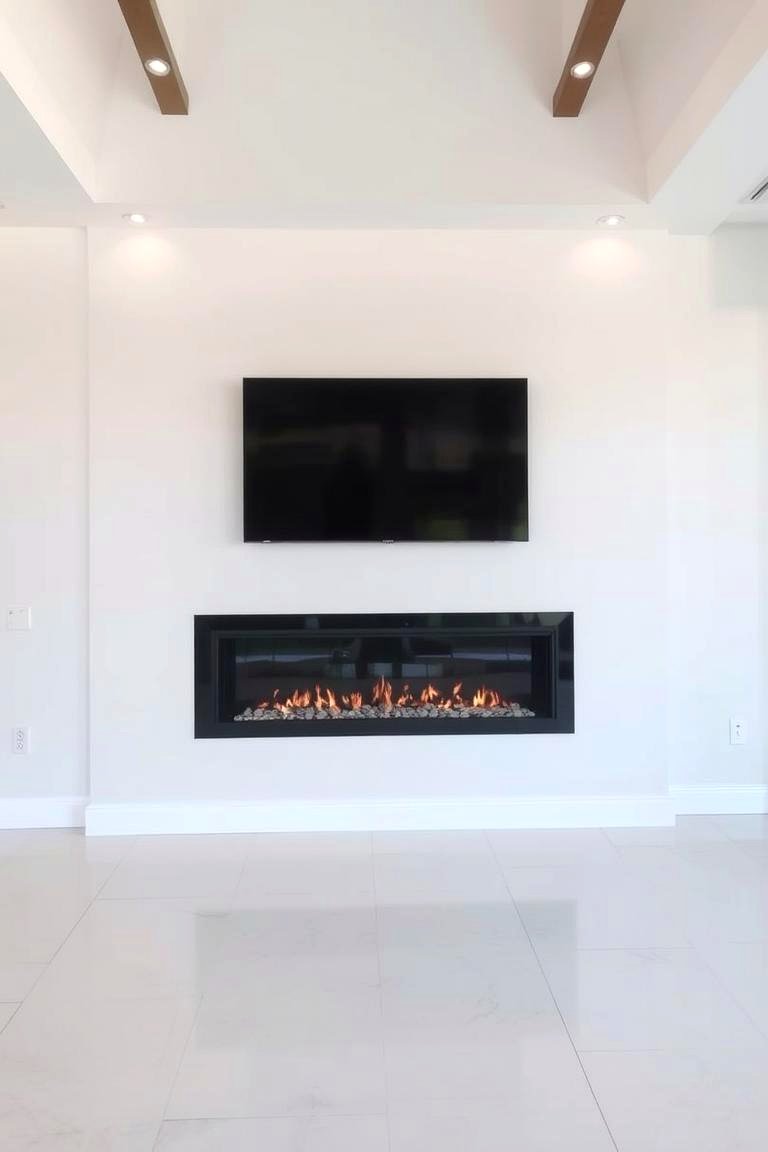 Sleek Linear Fireplace Design - 24 Tv Over Fireplace Ideas