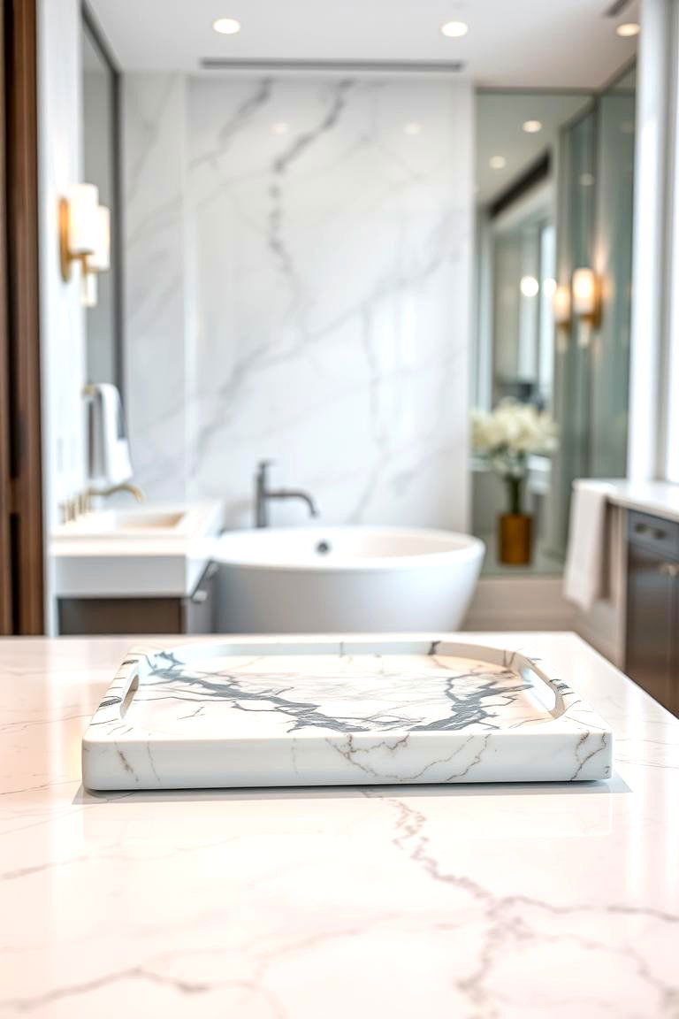 Sleek Marble Accent Tray - 24 Bathroom Tray Ideas