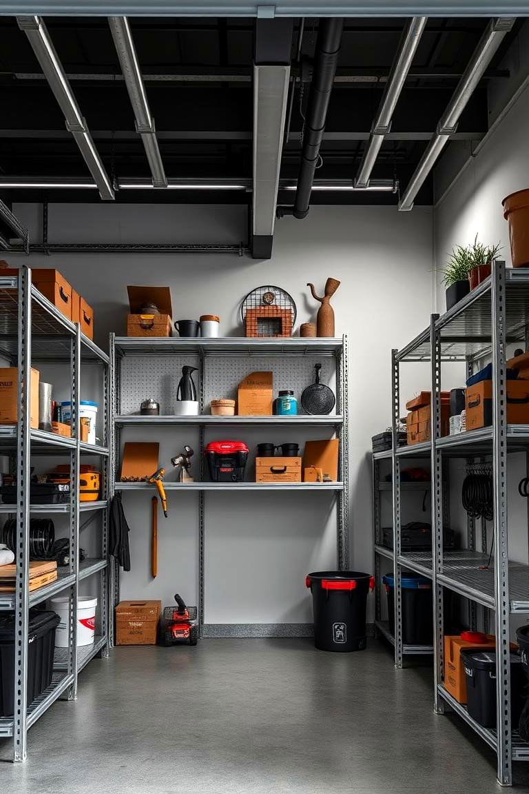 Sleek Metal Shelving Units - 24 Garage Decor Ideas