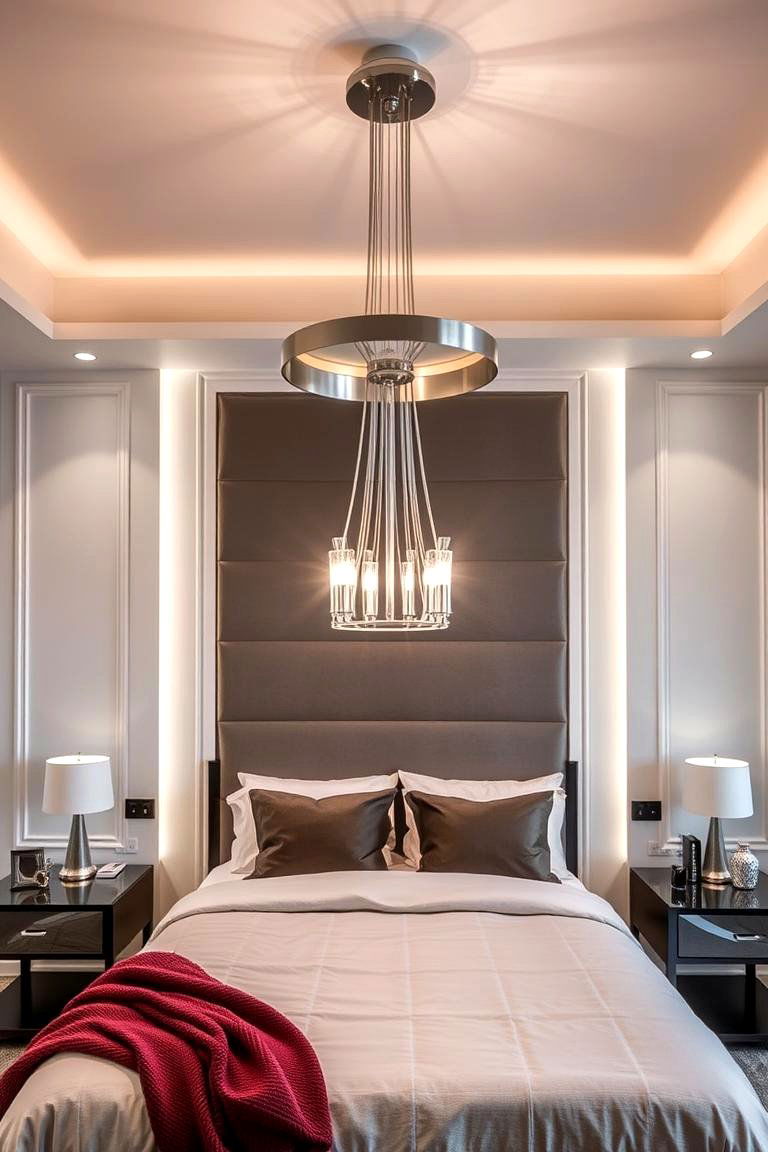 Sleek Metallic Finish - 24 Bedroom Chandelier Ideas