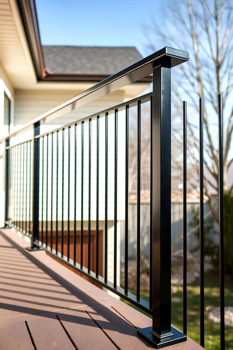 Sleek Minimalist Black Metal Railing - 24 black deck railing ideas