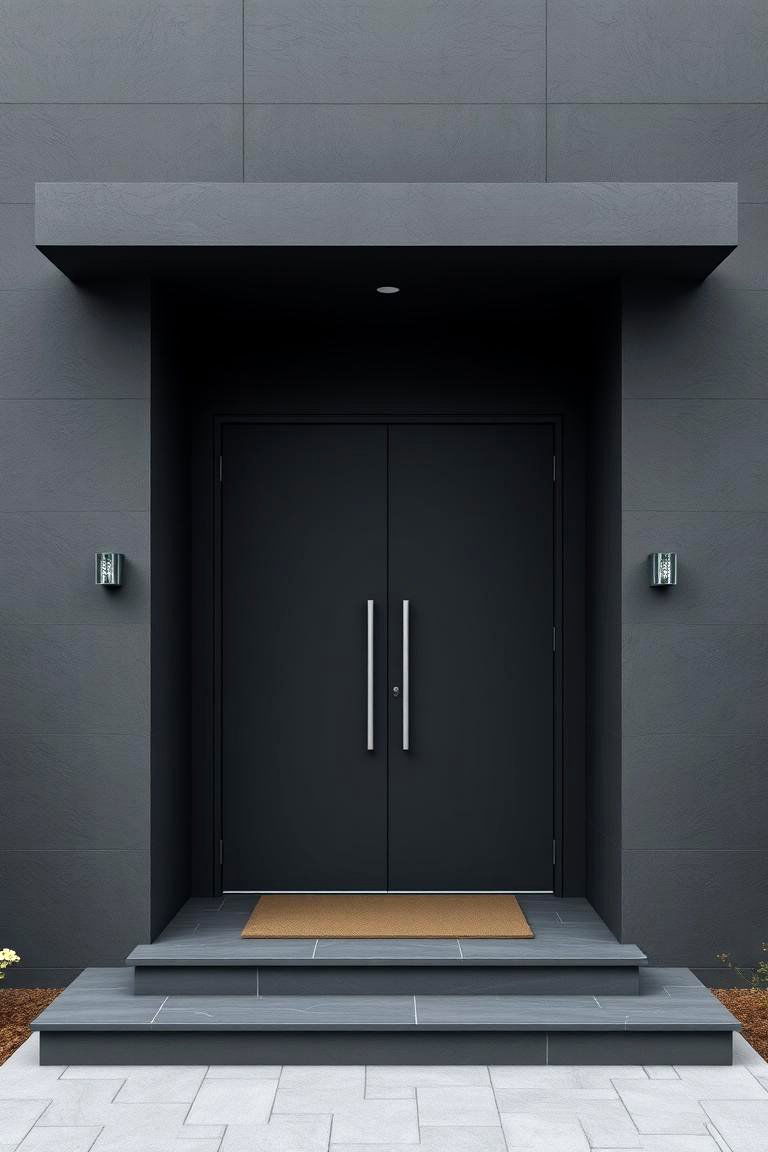 Sleek Minimalist Dark Gray Entry - 24 Dark Gray Front Door Ideas
