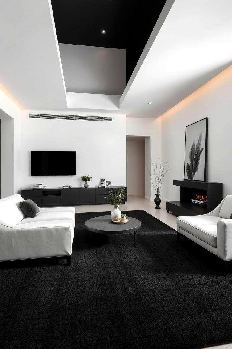 Sleek Minimalist Design - 24 Black Carpet Living Room Ideas