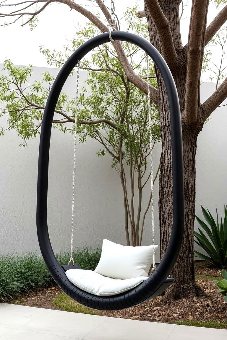 Sleek Minimalist Tire Swing - 24 Tire Swing Ideas