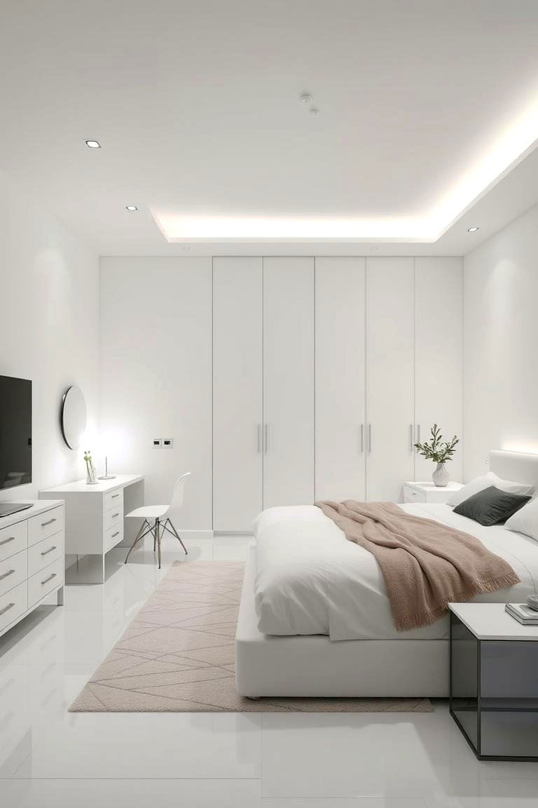 Sleek Minimalist White Design - 24 White Bedroom Ideas