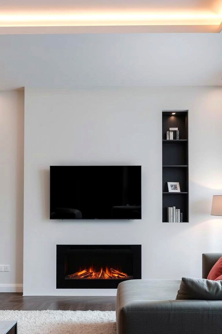 Sleek Modern Ambiance - 24 Electric Fireplace Ideas With Tv Above