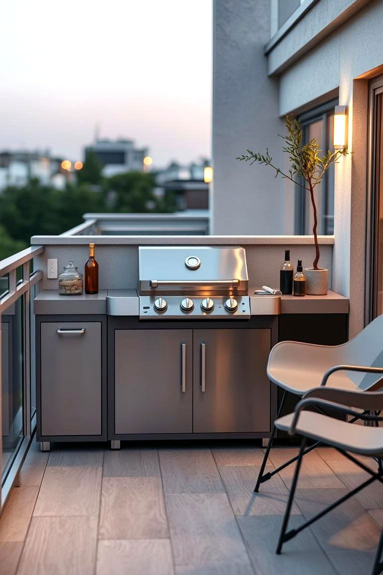 Sleek Modern Barbecue Setup - 24 Penthouse Balcony Ideas
