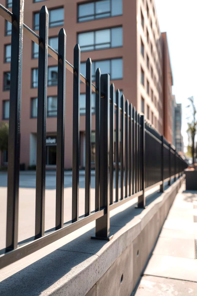 Sleek Modern Black Metal Fence - 24 Black Fence Ideas